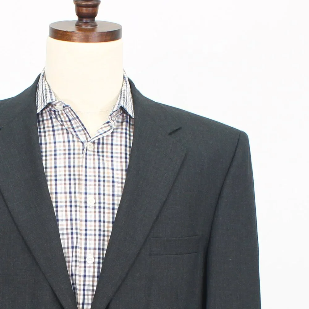 Stafford 44R Gray Blazer Sport Coat Jacket 2-Button Solid Y347